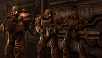 Powered Armored Troopers patrolling parts of the undercit...