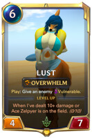 Lust's Level 1 champ card
