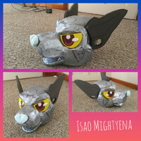 Isao Mightyena fursuit head WIP