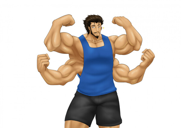 Cartoon Muscular Man Hair's Code & Price - RblxTrade