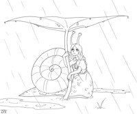 Snail Girl Sheltering Rain