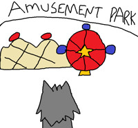 A wolf going to an amusement park