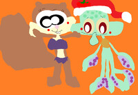 Yet Another Random Squidward Sandy Under Mistletoe