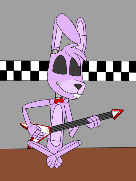 A carbon drawing of Bonnie. I think I made his guitar too small but oh  well. + My little sister's attempt : r/fivenightsatfreddys