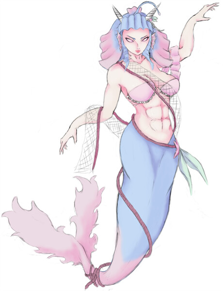 OC] Selina Tran - mermaid concept by adstn -- Fur Affinity [dot] net