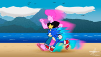 Sonic The Hedgehog vs Pink Steven (Comision)