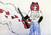 Randy and her headless 7 string bass