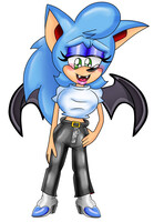 Sapphire in leather pants