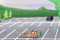 Squid(?) in a Parking Lot