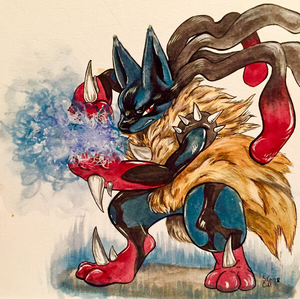 NinjaDino's art Gallery - Mega Lucario from Pokemon, drawing time about a  half an hour. -Do not steal- | Facebook