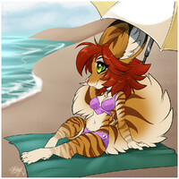 Stream Commission - Mstr85 - chibi Meph on the beach