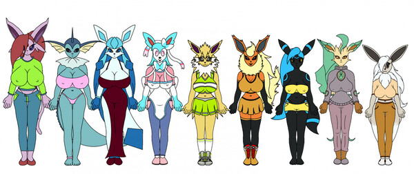 The Eeveelution squad (By Mieno) by Ranfox -- Fur Affinity [dot] net