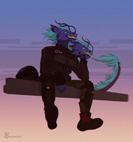 Taking a break from riding a motorbike