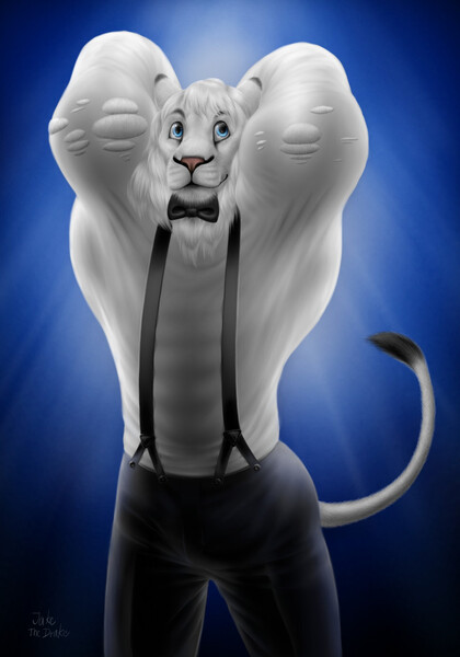Realistic White Lion Full Body Muscle Suit