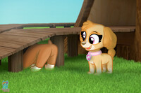 Skye looked at Rubble's butt!