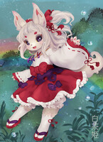 White fox after rain