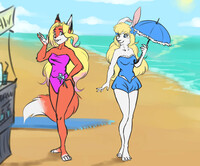(Commission) Alice and Lalorna Summer Pin Up by Elke