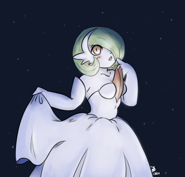 💚🫅🏻🌌 Mega Gardevoir Humanization 🌌👸🏻💙 I tried something new with  making the BG on the whole canvas. This took me multiple attempts but it …