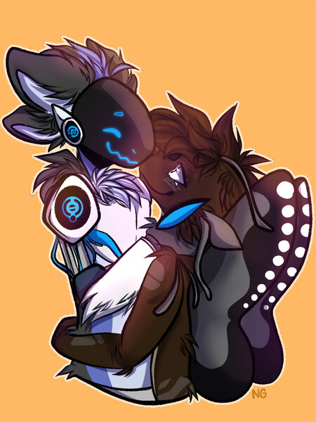 2 Protogens having a cute cuddle by Zarvaxo -- Fur Affinity [dot] net