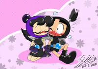 ART::Hitomibon snuggles Kurobon