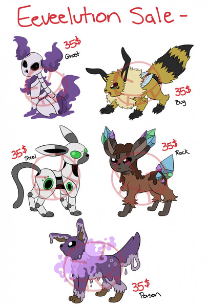 OPEN Eeveelution Adoptables $10 each by Drowned -- Fur Affinity [dot] net