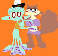 Squidward And Sandy Mistletoe In July Alt^^