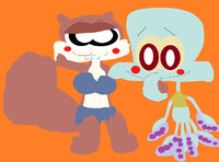 Chibi Sandy Is About To Kiss Chibi Squidward