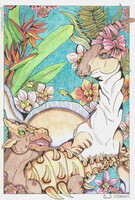 Herbivorous Dinosaurs and flowers