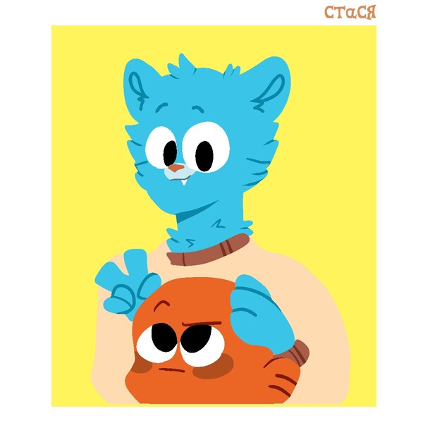 Gumball & Darwin - sketch by eltonpot -- Fur Affinity [dot] net