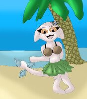 Mewstog Being Cute in Hula outfit