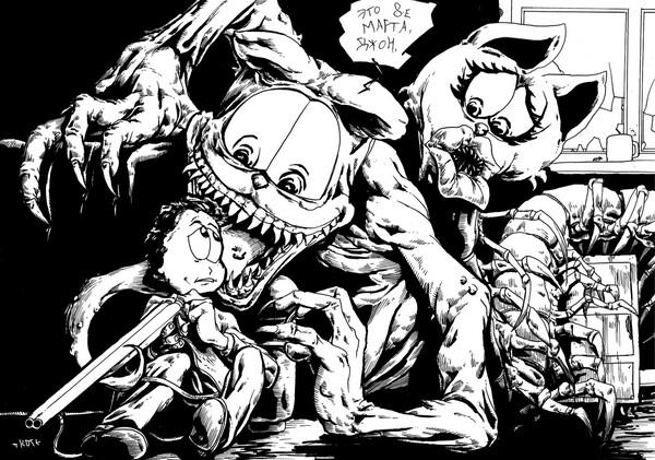 Creepy Garfield  Creepy drawings, Horror art, Cartoon drawings of animals