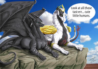 Commission - Two dragons looking down