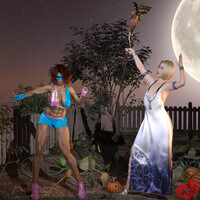 Cherry and Heather in Halloween Costumes