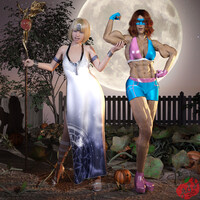 Heather and Cherry Posing for Halloween