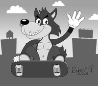 Toontober 2021: Day 3 (Black and White) by RobertGDraws -- Fur