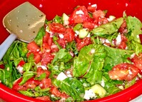 Watermelon Cucumber Tomato Salad