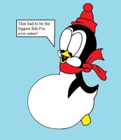 Chilly Willy eats a huge fish