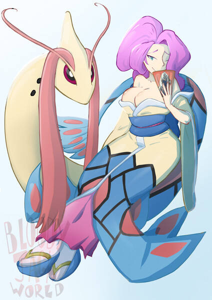 Pokémon trainer and Milotic by go_bloody_Jack_world.