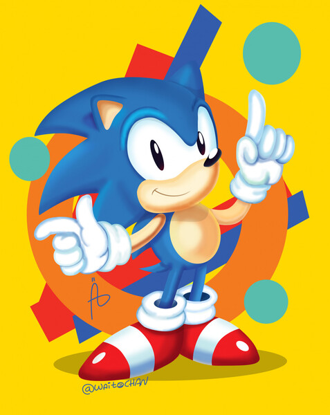 FanArt::Classic Sonic Watercolor by sitinuramjah -- Fur Affinity [dot] net
