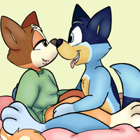 Bandit and Chilli cuddling- Poll Winner