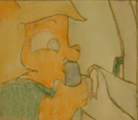 Marcielma gnawing on the Steering Wheel