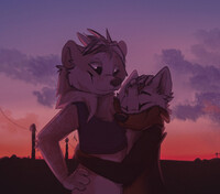 sunset hugs