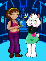 Art trade : Ralsei and frisk genie