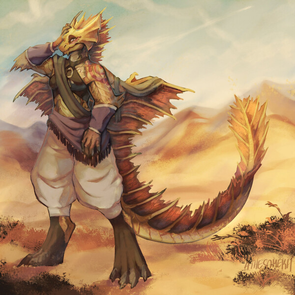 Brass Dragonborn Warlock - Irdich Xyries by MikamiTheBard -- Fur