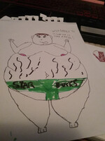 star bucks super size sumo wrestler drawing