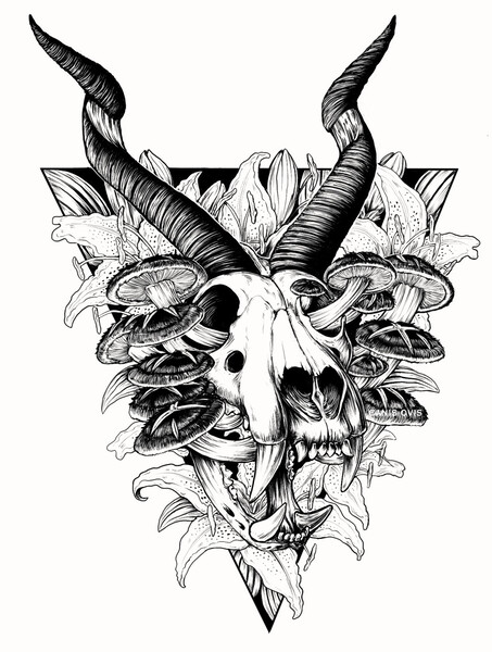 Tiger Kudu Skull Tattoo Design by CanisOvis -- Fur Affinity [dot] net