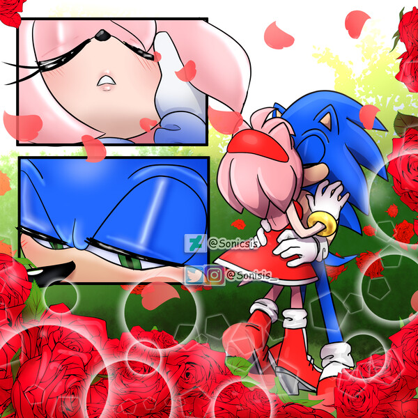 Sonamy kiss  Sonic and shadow, Sonic and amy, Hedgehog art