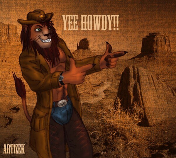 Speaking of Cowboy Look At Him #cowboy #lion #furry #oc #art #digitala