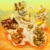 The Pie dragon whelps cream dollop