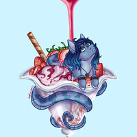 Commission, pony in ice cream